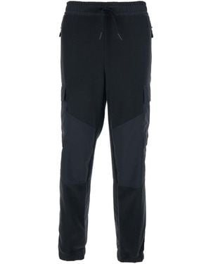 Moncler Trousers With Side Logo Patch And Tech Fabric Inse - Blue