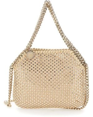 Stella McCartney Falabella Mini Shoulder Bag Con Mesh E Cristalli - Neutro