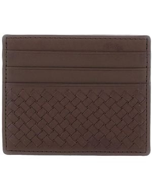 Dragon Diffusion Leather Cardholder With Woven Design And Elegant Fini - Brown