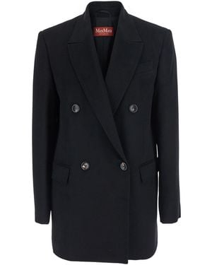 Max Mara Msthobby Jackets With Collar And Pockets - Black