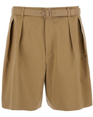 Saint Laurent 'Cotton' Trousers With Side Pockets And High Waist - Natural