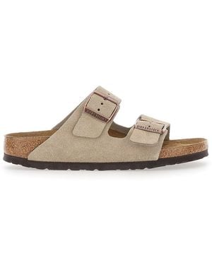 Birkenstock Arizona Sfb Leve With Suede Sole - Natural