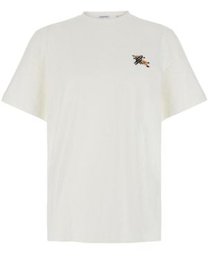 Burberry T-Shirt With Embroidered Ekd Logo On The Front - White