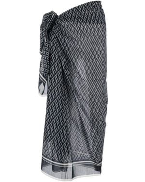 Tom Ford And Asymmetrical Pareo With Geometric Motif - Grey