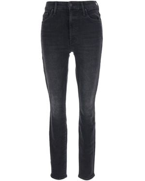 Mother Jeans With High Waist And Logo Embroidery On The Rear - Black