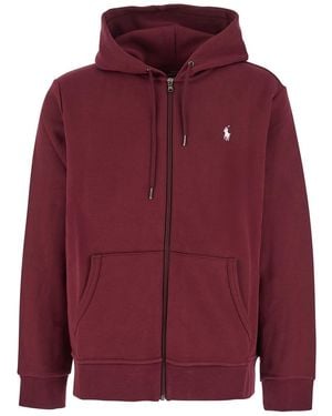 Polo Ralph Lauren Sweatshirt With Drawstring Hood And Pony Em - Red