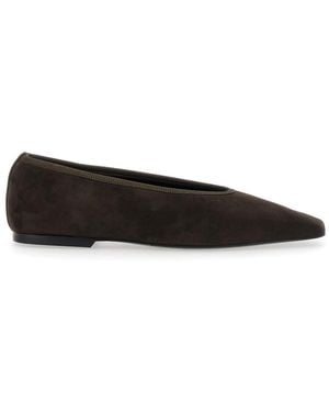TOTEME Suede Ballerinas With Square Toe - Black