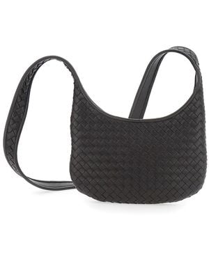 Bottega Veneta 'Veneto' Shoulder Bag With Fixed Shoulder Strap And All-Over Intrecciato Motif - Black