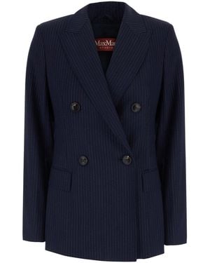 Max Mara Mstumico Jackets With Collar And Long Sleeves - Blue