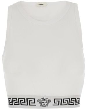 Versace Jersey Top With Iconic Details - White