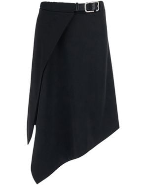 The Attico Skirt With Waist Belt Closure And Asymmetrical Hem In - Black