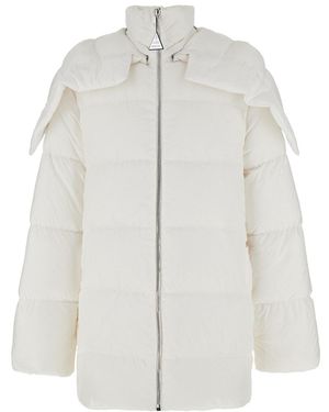 Moncler Piumino 'Cyclopic' Con Cappuccio Removibile E Pat - Bianco