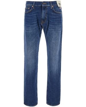 Roy Rogers Jeans With Logo Patch On The Back And Contrasting Sti - Blue