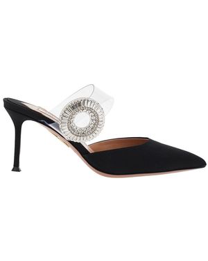 Aquazzura Slingback Mules With Crystals - Black
