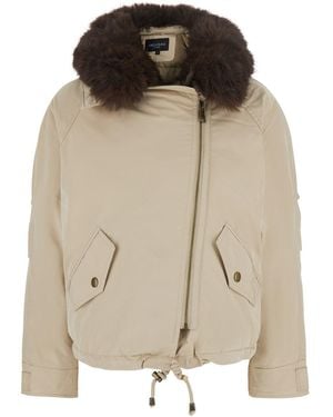 GIOVANNI PARIS Parka With Hood And Front Closure - Natural