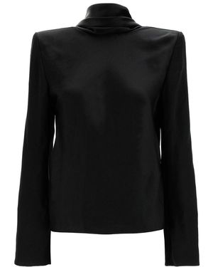 Saint Laurent Paris Blusa Scollo A Cappuccio - Black
