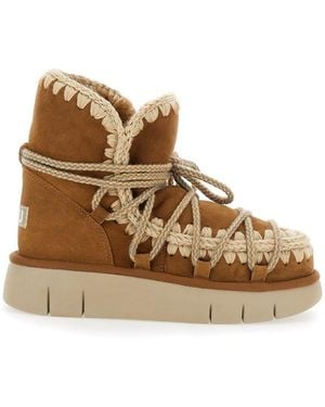 Mou Ankle Boots With Lace Closure And Tassel Detail - Brown