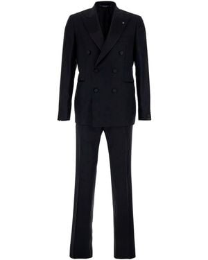Tagliatore Double-Breasted Suit With Peak Revers - Blue