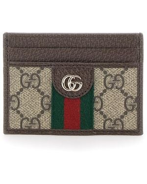 Gucci Card Holder 'Ophidia' With Web Detail - Grey