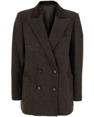 Blazé Milano 'Winibelle' Double-Breasted Jacket With Notched Rev - Black
