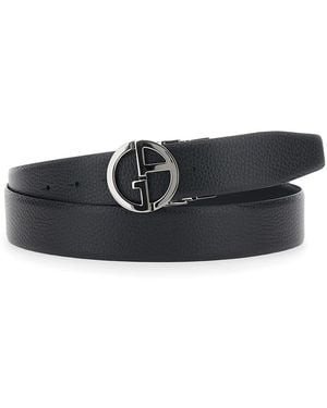 Giorgio Armani Reversible Belt With Ga Logo - White