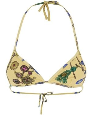 Versace Top Bikini Con Stampa Gioielli All-Over - Metallizzato