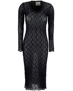 Isabel Marant 'Belsane' Long Dress With All-Over Lace Trim - Black