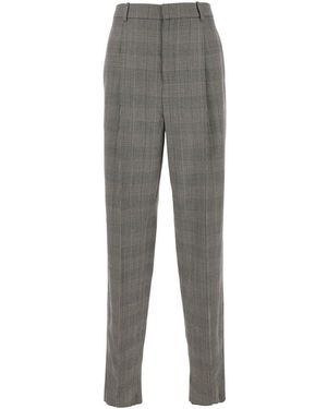 Saint Laurent Pantaloni A Vita Alta Con Motivo Principe Di Galles All - Grigio