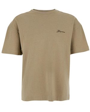 Jacquemus T-Shirt 'Le Tshirt Brodero' With Embroidered Cotton Details For - Natural