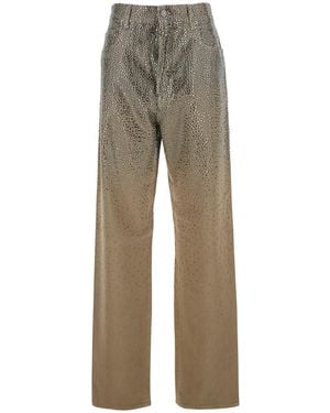 Golden Goose Trousers With Faded Crystal Embellishment And Belt Loops - Grey