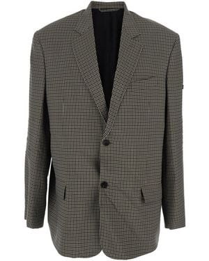 Balenciaga Striped Jacket With Logo Patch On Sleeve For - Grey