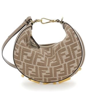 Fendi 'Graphy' Mini Bag With All-Over Ff Motif And Metal Le - Metallic