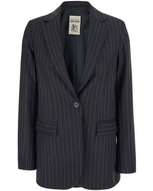 Semicouture 'Carmen' Jacket With Notched Revers And Motif - Black
