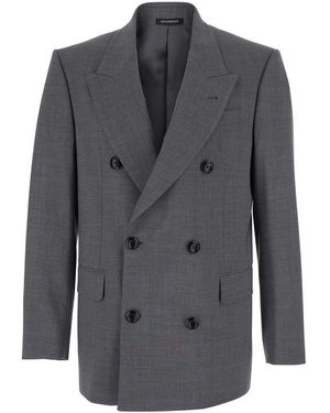 Emporio Armani Double-Breasted Jacket Wool - Grey
