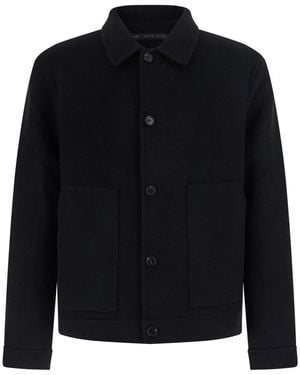 Low Brand Double Wool Jacket With High Collar And Pockets - Black