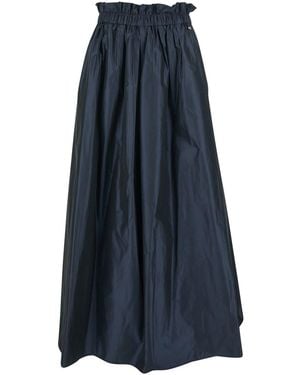Herno Skirt With Logo Plaque On The Side And Elastic Waist - Blue