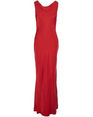 Norma Kamali Sleeveless Dress With Draped Neckline And Low Rear In - Red