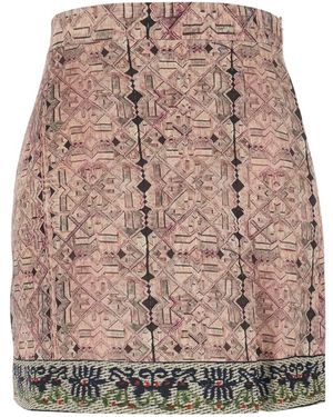 HUI 'Umberto' Skirt With All-Over Print And Crystal Details - Brown