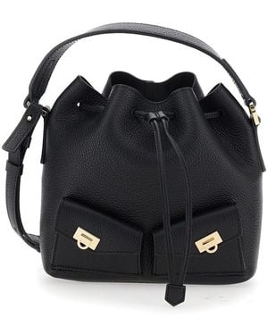Ferragamo Crossbody Bag With Adjustable And Removable Shoulder Strap And One Top Flat Handle - Black