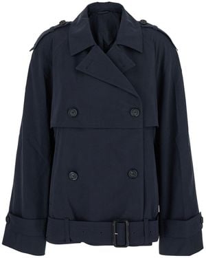 TOTEME Double-Breasted Trench Coat With Storm Flap And Adjustable - Blue