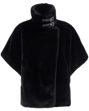 Pinko High Collar Hood With Strap Closure - Black