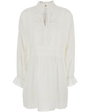 Twinset Abito Con Dettagli Plissettati E Ricami Applicati All-Over In - Bianco