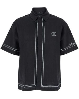 Represent Shirt With Logo Embroidery On Front And Rear And Contrasting Trims - Black