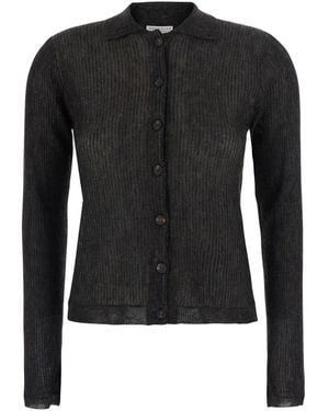 Brunello Cucinelli Cardigan With Classic-Collar And Button Faste - Black