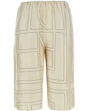 TOTEME Pants Monogram Silk Pj Culottes - Natural