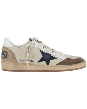 Golden Goose 'Ballstar' Low Top Trainers With Logo Patch On The Tongue And Contrasting Heel With Logo Lettering - White