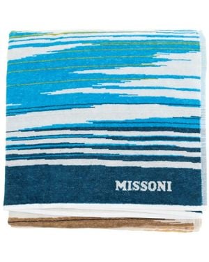 Missoni 'Fiammetta' Beach Towel With Logo Lettering On - Blue