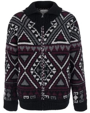 Roberto Collina Jacket Ml With Front Closure And Cashmere Detail - Black