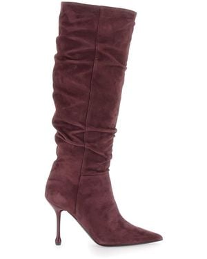 Le Plain Suede Knee-High Boots With 90 Mm Heel For - Purple