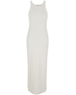 Jucca Long Dress With Short Sleeves - White